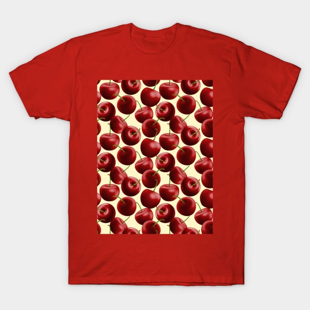 Cherries Pattern T-Shirt by Designoholic